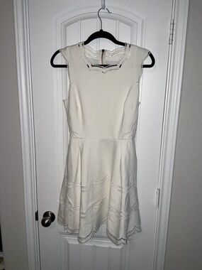 Ted Baker London white Lace-Trim Fit & Flare Mini Dress